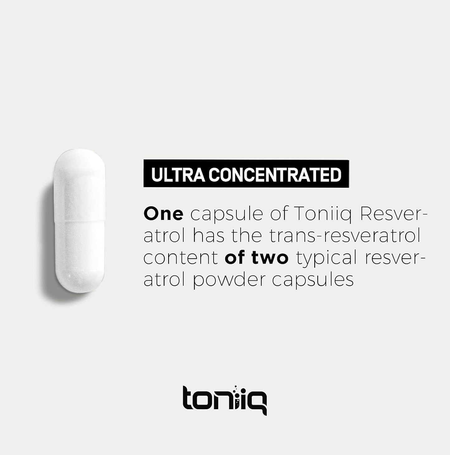 Toniiq 98% Trans-RESVERATROL X 60 ULTRA HIGH PURITY