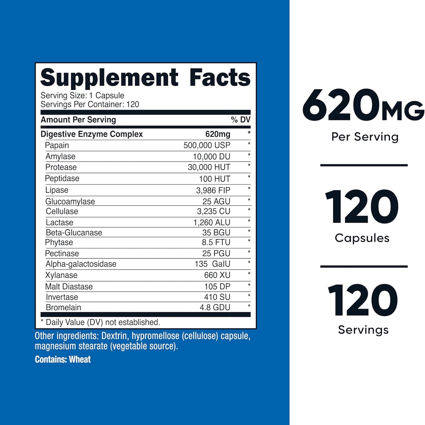 nutricost Digestive Enzymes 620mg x 120 Capsules