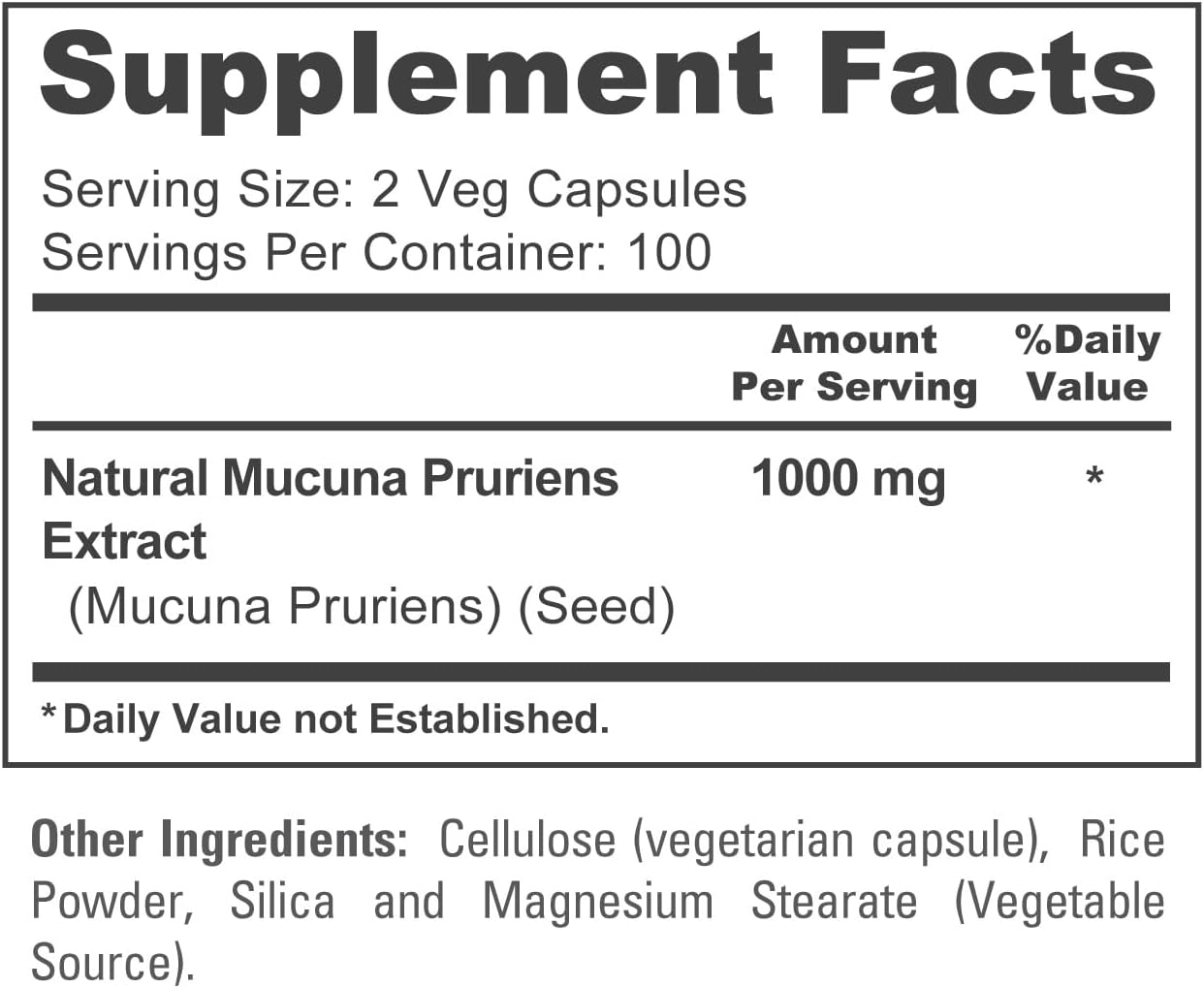 NusaPure Mucuna Pruriens 1000mg 200 cápsulas vegetales (sin OMG, 100% vegetariano, vegano)