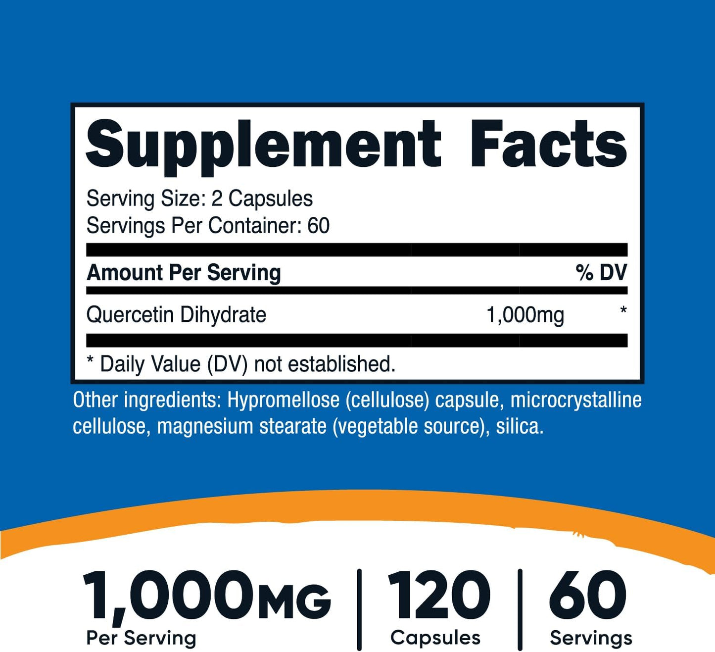 nutricost Quercetina 1000 mg, 120 cápsulas vegetarianas, 60 porciones, 500 mg por cápsula