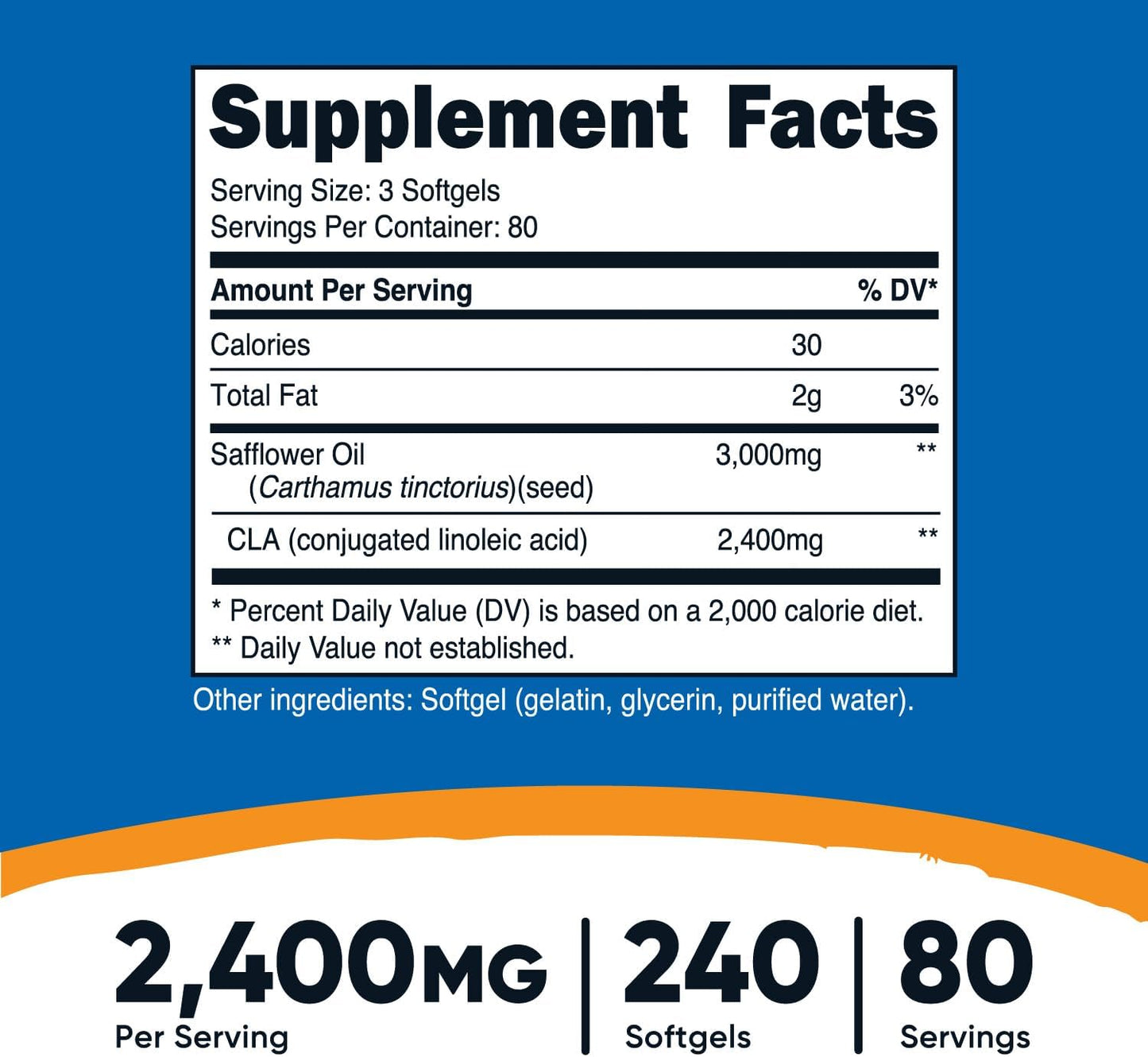 nutricost CLA (ácido linoleico conjugado) 2,400 mg, 240 cápsulas blandas