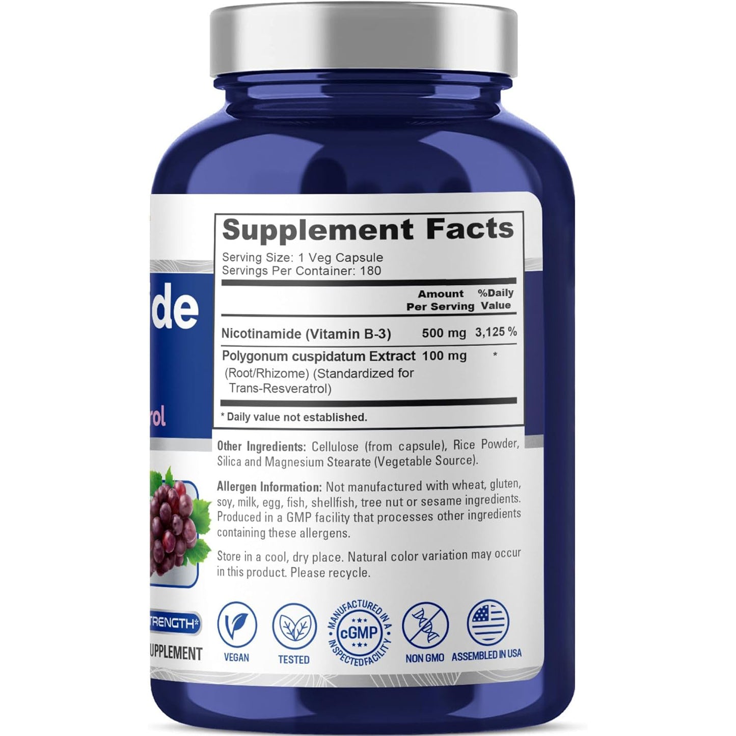 NusaPure NICOTINAMIDE Enhanced With RESVERATROL X 180 Capsulas