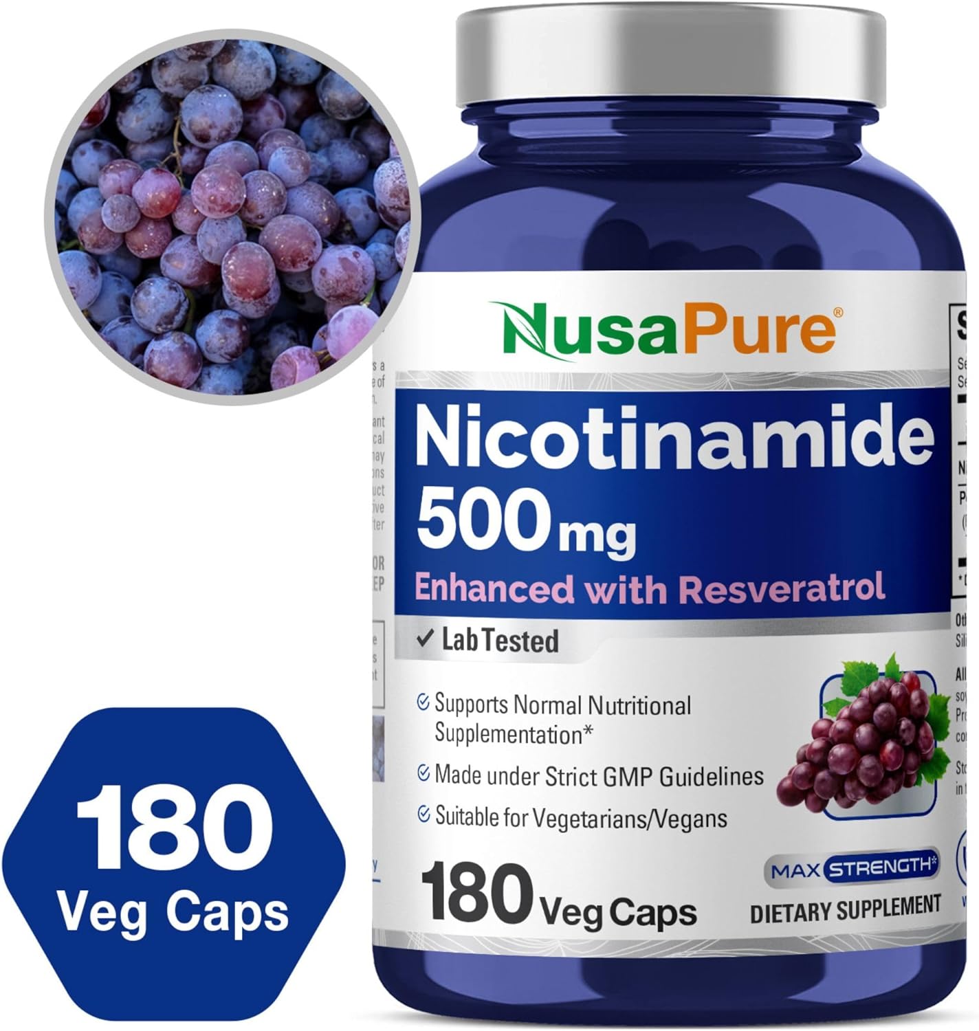 NusaPure NICOTINAMIDE Enhanced With RESVERATROL X 180 Capsulas