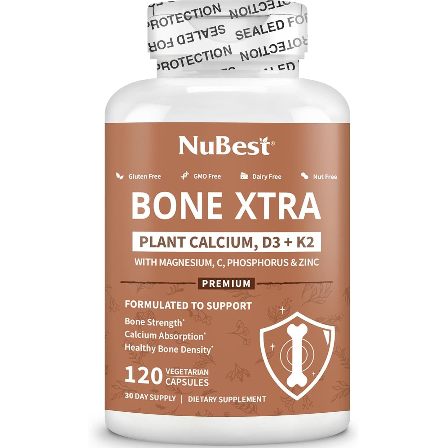 Bone Xtra - Fuerza ósea para huesos más fuertes, Calcio, vitaminas D3, vitamina K2, magnesio, fósforo y más. 120 Capsulas