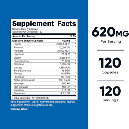 nutricost Digestive Enzymes 620mg x 120 Capsules