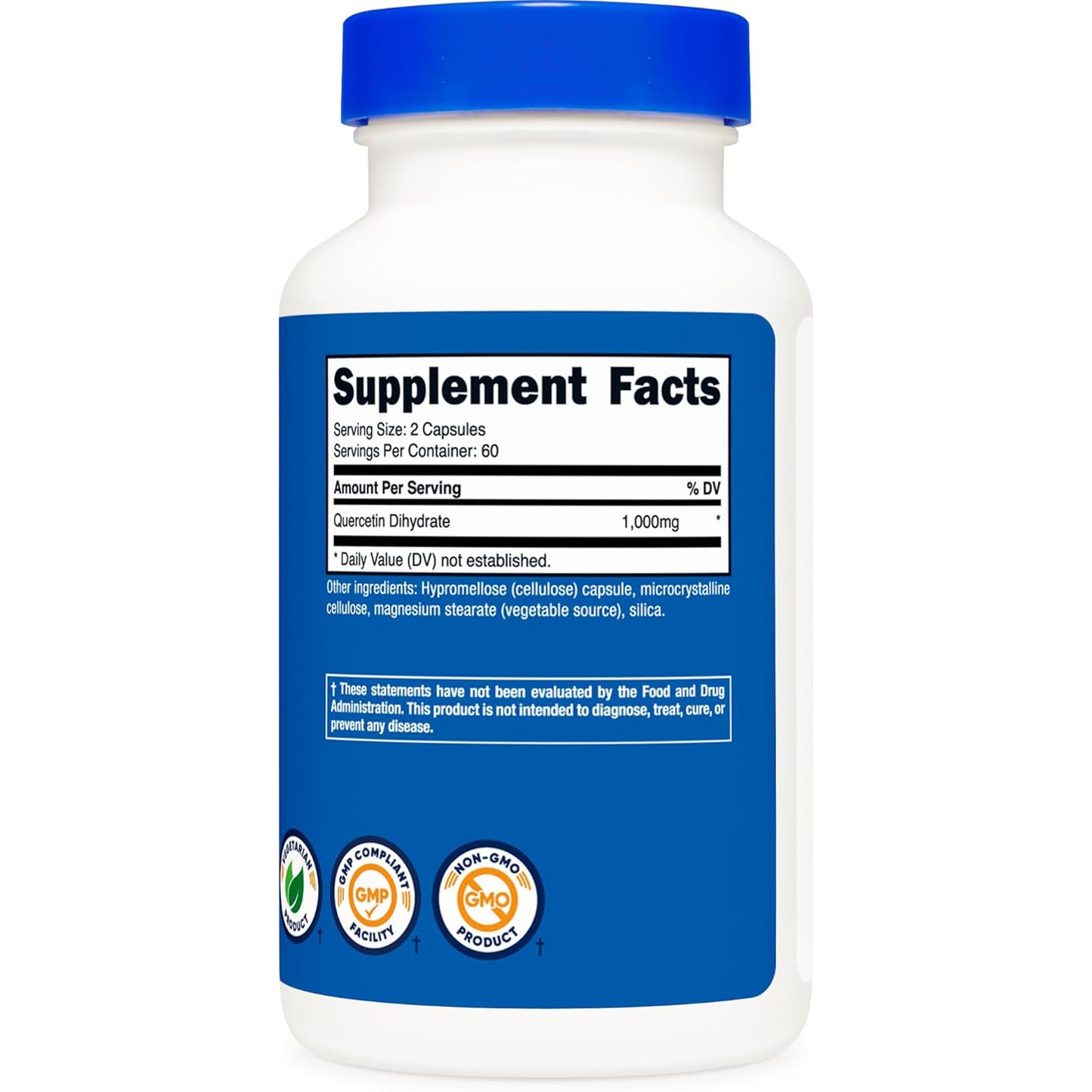 nutricost  Quercetina 1000 mg, 120 cápsulas vegetarianas, 60 porciones, 500 mg por cápsula