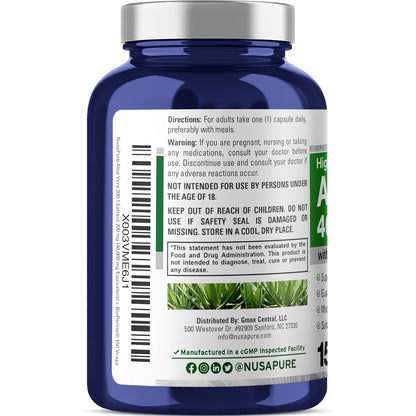 NusaPure Aloe Vera 40,000 mg por cápsulas vegetarianas - 150 unidades - Suplemento de gel de aloe vera - Extracto 200:1, vegetariano, sin OMG, bioperina