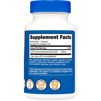nutricost Tudca 250 mg, 30 cápsulas (ácido taursodesoxicólico)