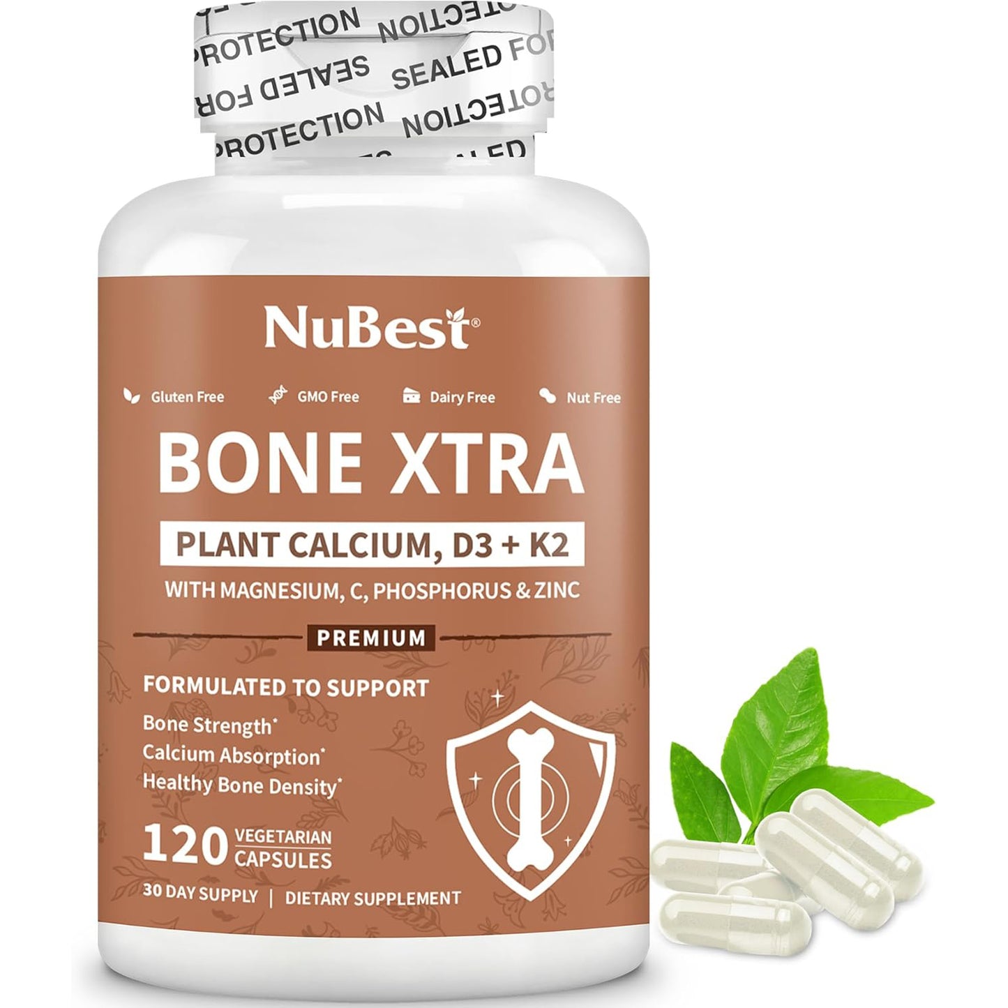 Bone Xtra - Fuerza ósea para huesos más fuertes, Calcio, vitaminas D3, vitamina K2, magnesio, fósforo y más. 120 Capsulas