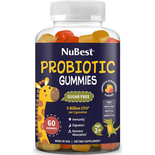 NuBest Gomitas probióticas diarias para niños y adolescentes con 5 mil millones de UFC | Apoya la salud inmunológica, intestinal y digestiva | Sin azúcar añadido |