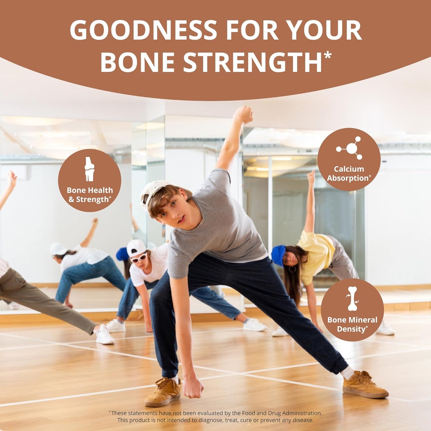 Bone Xtra - Fuerza ósea para huesos más fuertes, Calcio, vitaminas D3, vitamina K2, magnesio, fósforo y más. 120 Capsulas
