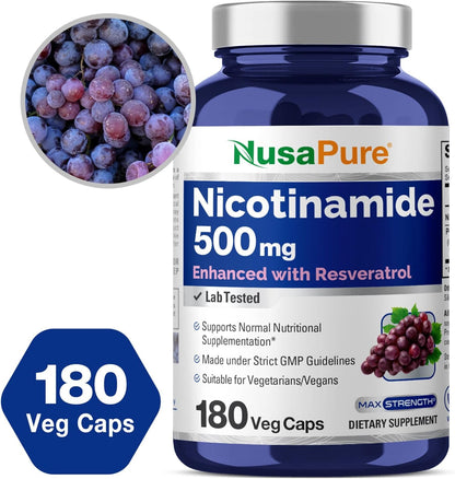 NusaPure NICOTINAMIDE Enhanced With RESVERATROL X 180 Capsulas