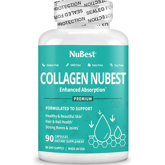 NuBest Super Colageno - Revitaliza la piel, el cabello y las uñas, fuerza ósea y articular, 1,500 mg por porción, 90 cápsulas