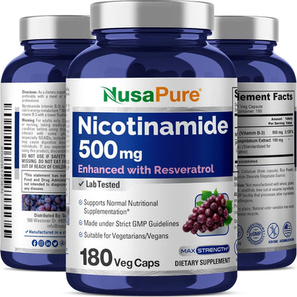 NusaPure NICOTINAMIDE Enhanced With RESVERATROL X 180 Capsulas