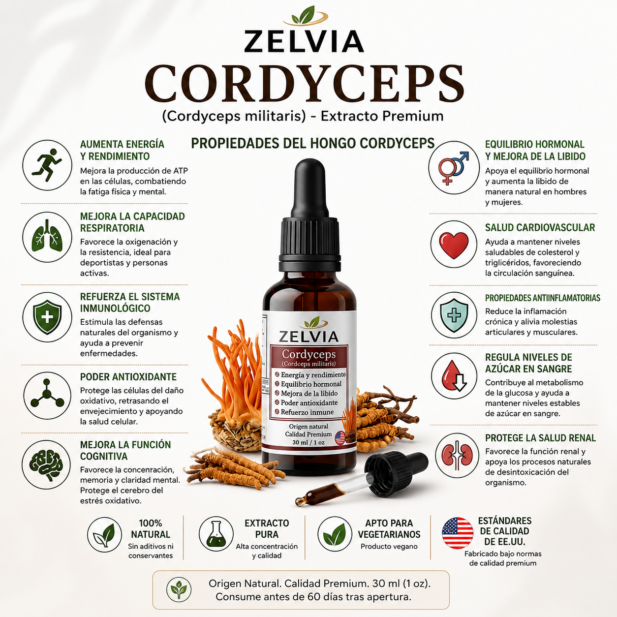 Extracto Cordyceps Militaris 30ml Cordyceps militaris