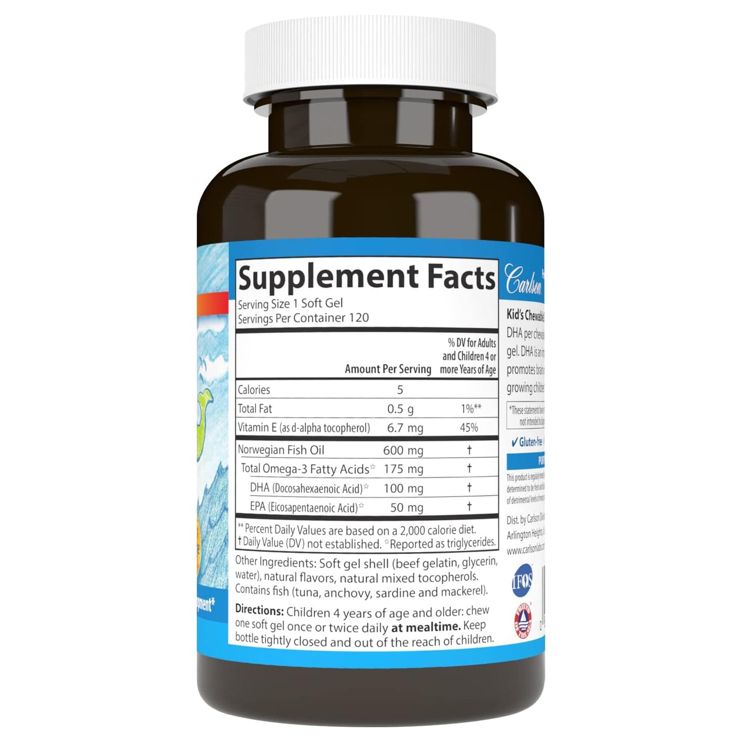 Carlson Omega 3 Dha Epa Masticable Niños +4 Años Cognitivo