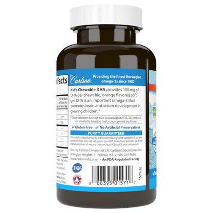 Carlson Omega 3 Dha Epa Masticable Niños +4 Años Cognitivo