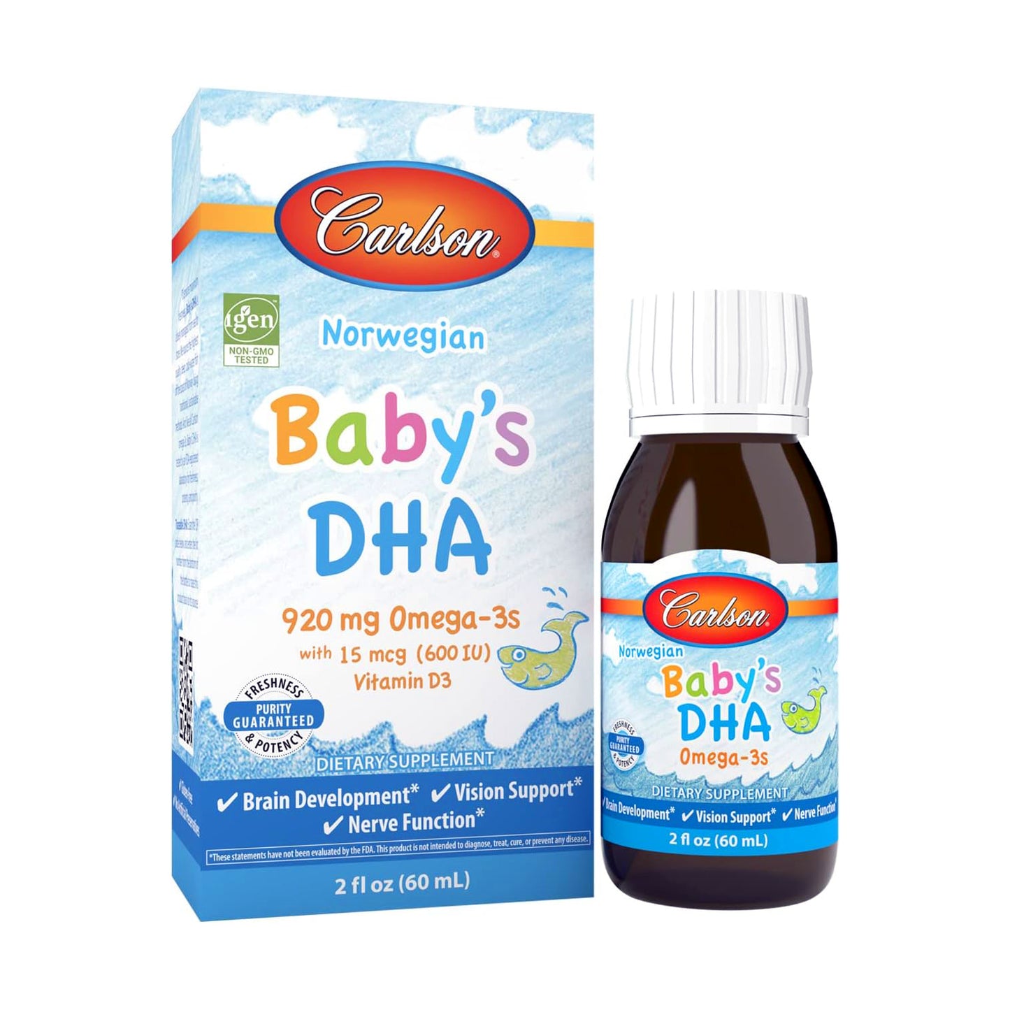 Carlson Omega 3 Puro Babys Dha Y Epa Con D3 600 Ui (15 Mcg)