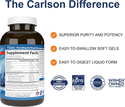 Carlson Elite Omega-3 Noruego Gems 1600 Mg Epa Dha 60 Cap