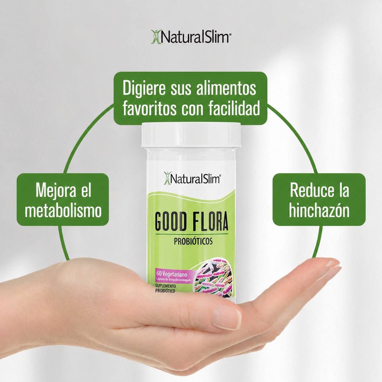 NaturalSlim Good Flora - Probióticos para la salud digestiva 60 Cápsulas
