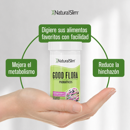 NaturalSlim Good Flora - Probióticos para la salud digestiva 60 Cápsulas