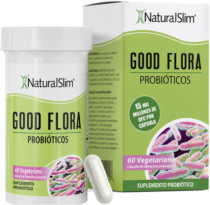 NaturalSlim Good Flora - Probióticos para la salud digestiva 60 Cápsulas