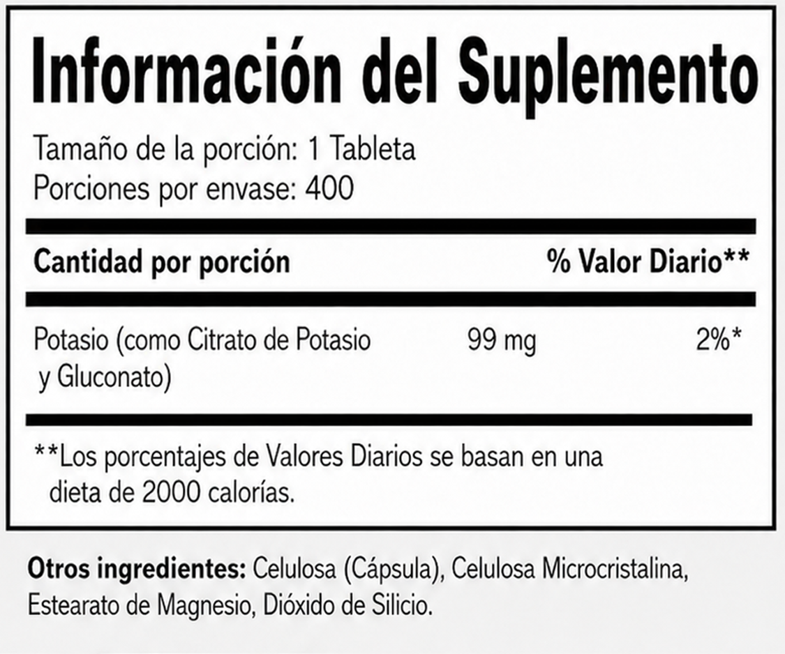 NaturalSlim Kadsorb Citrato de potasio natural 99 mg 400 cápsulas