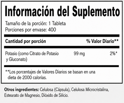 NaturalSlim Kadsorb Citrato de potasio natural 99 mg 400 cápsulas