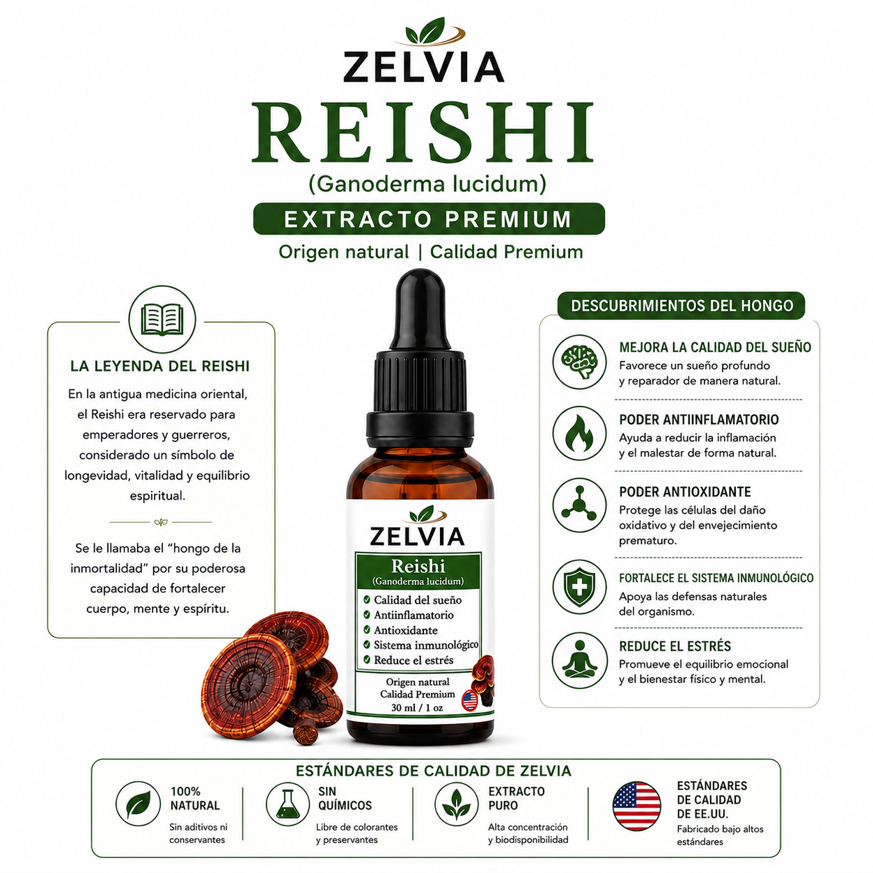 Extracto Reishi Ganoderma 30ml Extracto de Ganoderma lucidum
