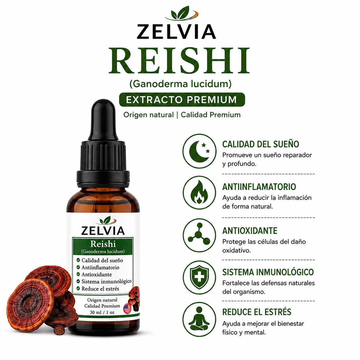 Extracto Reishi Ganoderma 30ml Extracto de Ganoderma lucidum
