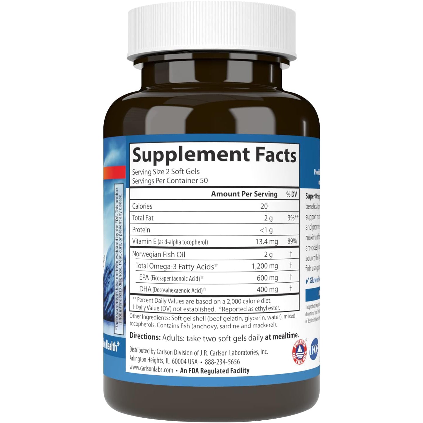Carlson Super Omega-3 Noruego Dha Epa 1200 Mg Para +18 Años