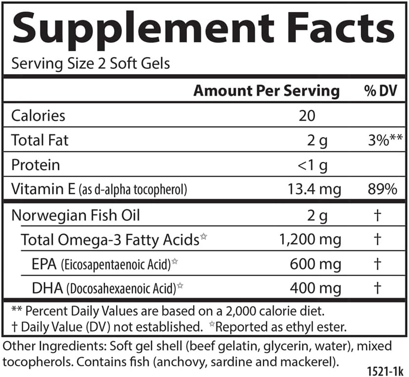 Carlson Super Omega-3 Noruego Dha Epa 1200 Mg Para +18 Años