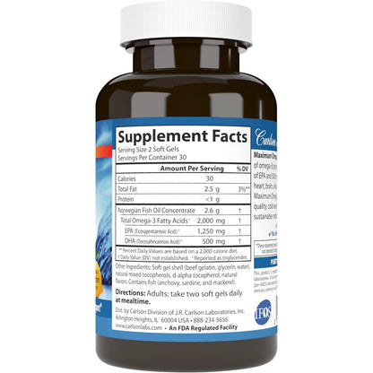 Carlon Omega - 3 Noruego Maximo 2000 Mg 60 Geles Epa Y Dha