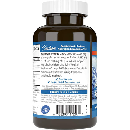 Carlon Omega - 3 Noruego Maximo 2000 Mg 60 Geles Epa Y Dha