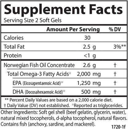 Carlon Omega - 3 Noruego Maximo 2000 Mg 60 Geles Epa Y Dha